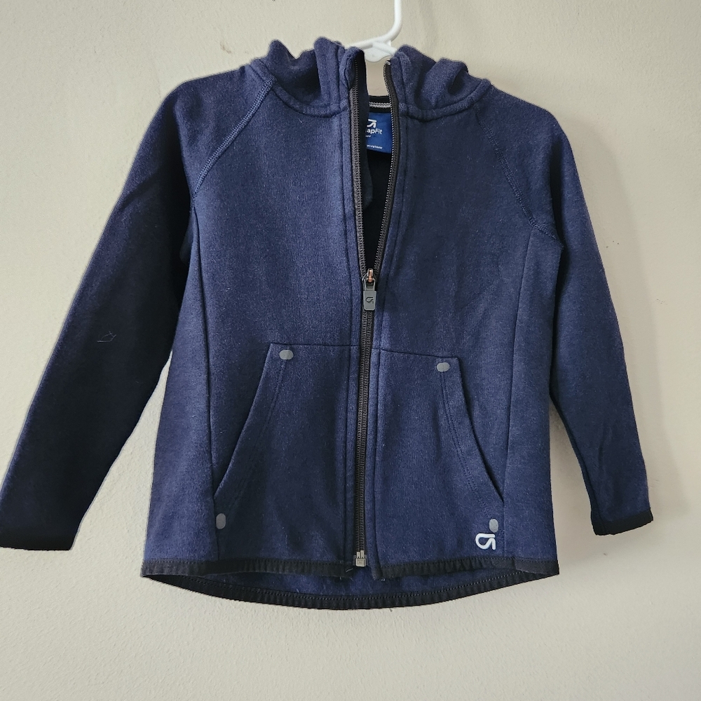 GAP Fit Toddler 2T Blue Zip-Up Sweatshirt with Hoodie Athletic Activewear
